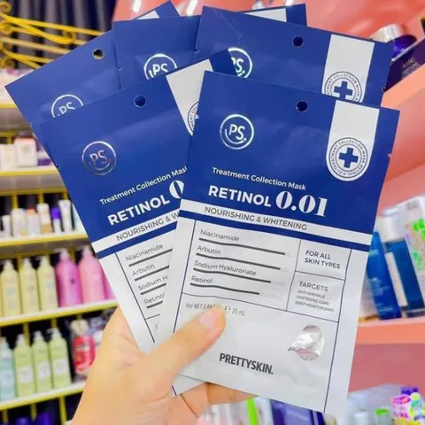 Hộp 10 miếng Mặt Nạ Retinol Prettyskin Màu Xanh Đậm Chính Hãng Hỗ trợ tái tạo làm trắng da