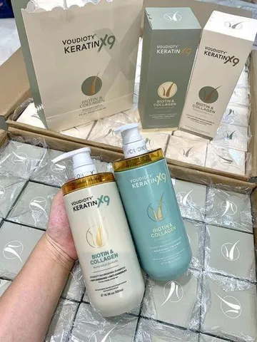 Combo Dầu Gội Xả Biotin Collagen Voudioty Keratin X9( gội + xả)