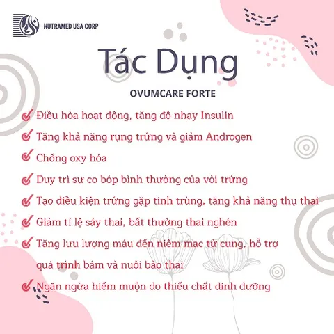 Viên uống Ovumcare Forte tăng khả năng thụ thai - Hỗ trợ điều trị hiếm muộn, bổ sung vi chất dinh dưỡng cho phụ nữ