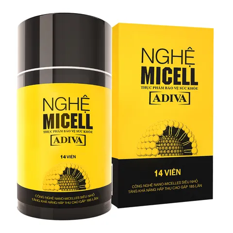 Viên Nghệ Micell Adiva 14 Viên - Hỗ Trợ Bảo Vệ Sức Khỏe Dạ Dày, Ngăn Ngừa Đau và Viêm Loét, Sản Phẩm Tiêu Hóa Tự Nhiên
