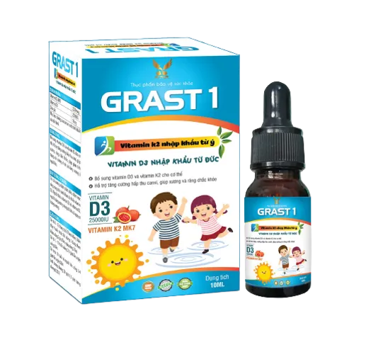 Siro Grast 1 Bổ Sung Vitamin K2 và D3 - Hỗ Trợ Hấp Thu Canxi Chắc Khỏe Cho Bé - Dạng Nhỏ Giọt Dễ Uống