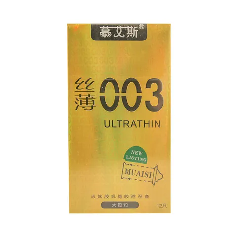 Bao cao su Muaisi 003 Ultrathin Vàng siêu mỏng có hạt hộp 12 cái