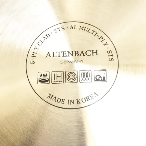 Chảo Inox Đa Năng Altenbach AB-M28W 28cm - 5 Lớp Cao Cấp, Nắp Kính, Sử Dụng Tất Cả Bếp Gas, Hồng Ngoại, Từ - Made In Korea