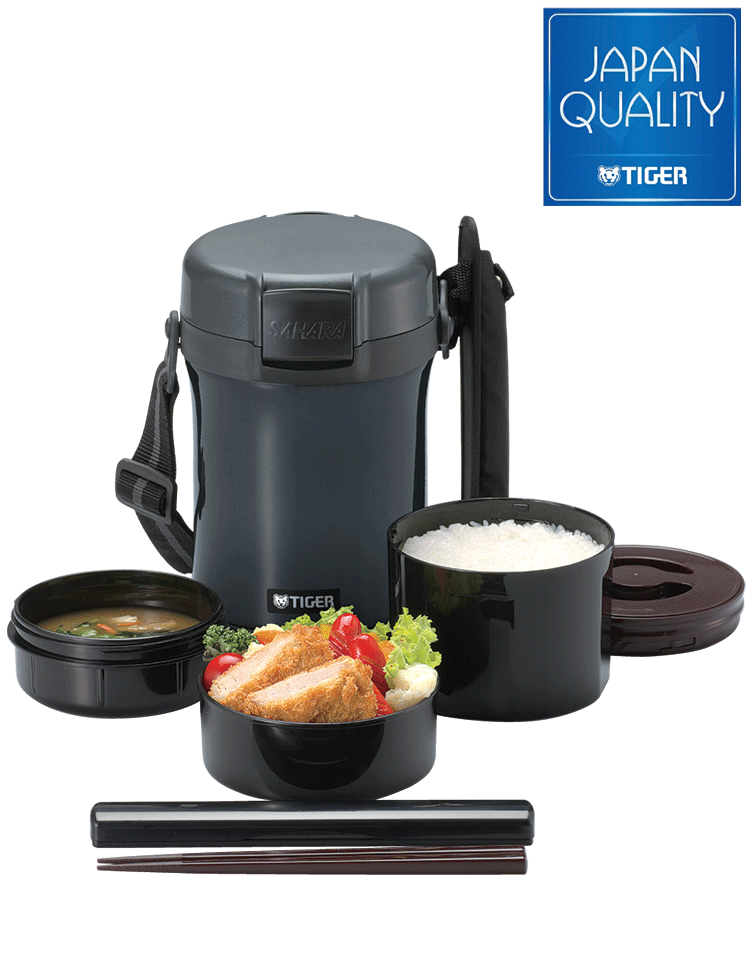 Cà men cơm giữ nhiệt Tiger 3 ngăn LWU-A171 1.22L - Hộp đựng thực phẩm hiện đại, giữ ấm lâu, chống bám bẩn, đi kèm dây đeo và đũa tiện lợi