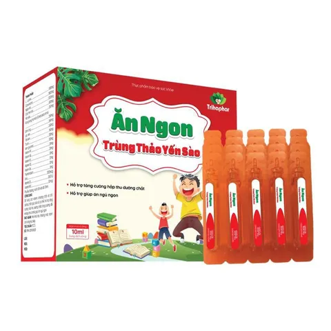 Siro Ăn Ngon Trùng Thảo Yến Sào cho Trẻ Trên 1 Tuổi - Tăng Cường Đề Kháng và Giúp Bé Ăn Ngon, Ngủ Sâu - Hộp 20 ống