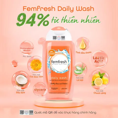 Dung dịch vệ sinh Femfresh Daily 250ml - Giải pháp vệ sinh nhẹ nhàng cho phụ nữ, kháng viêm, kháng khuẩn, bảo vệ vùng kín sạch sẽ, thơm tho