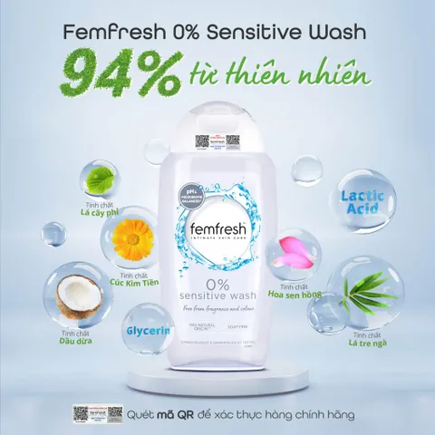 Dung dịch vệ sinh phụ nữ Femfresh Sensitive 250ml - Gel chăm sóc vùng kín cho da nhạy cảm, Made in UK, không chứa Parabens