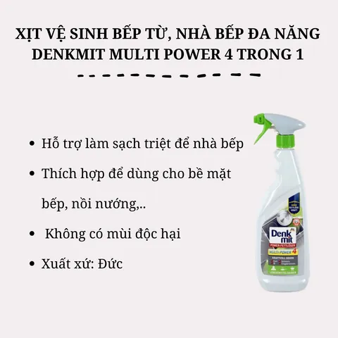 Xịt Vệ Sinh Bếp Đa Năng Denkmit Multi Power 4 Trong 1 - Làm Sạch Dầu Mỡ, Bụi Bẩn, Chất Tẩy Rửa An Toàn Cho Nhà Bếp
