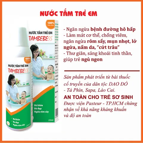 Nước Tắm Thảo Mộc Cho Trẻ Em TAMBEBESS Kháng Khuẩn & Kháng Nấm - An Toàn, Xuất Xứ Việt Nam, Tăng Cường Sức Khỏe Cho Bé