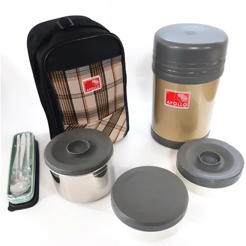 Hộp cơm giữ nhiệt Apollo 3 ngăn - Sản xuất tại Hàn Quốc