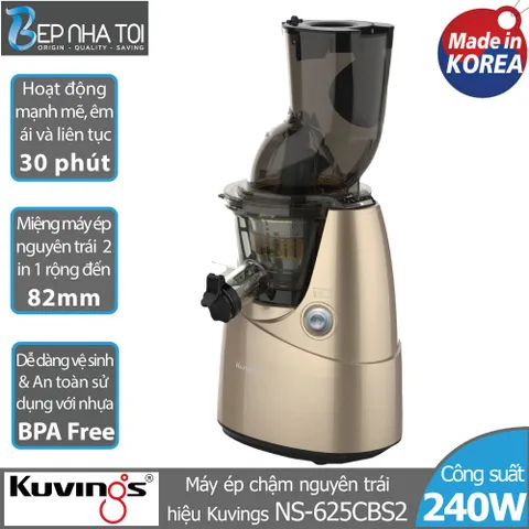 Máy Ép Chậm Kuvings NS-625CBS2 - 400ml, Công Nghệ Ép Tiên Tiến, Lượng Nước Ép Nhiều Gấp 1.5 Lần, Thiết Kế Hiện Đại Màu Vàng