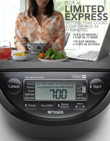 Nồi Cơm Điện Tử Cao Tần Áp Suất Tiger JPM-H18V 5 trong 1 1.8L - 20 Chức Năng Nấu, Màn Hình LCD, Giữ Ấm Tự Động 24 Giờ