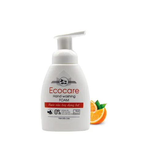 Nước Rửa Tay Hữu Cơ Ecocare - Tinh Dầu Thiên Nhiên Kháng Khuẩn, Mềm Da, Tạo Bọt 250ml (Cam/Quế/Nhài)