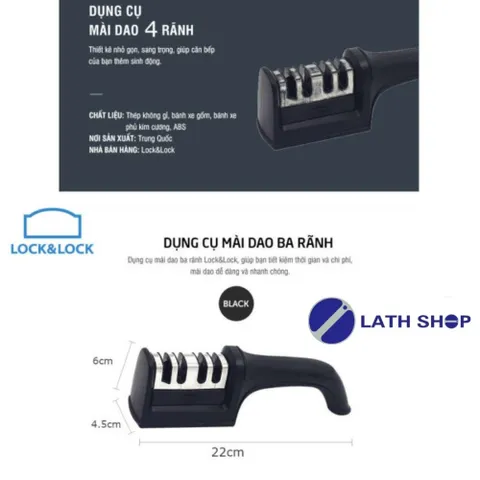 Dụng Cụ Mài Dao Kéo LocknLock 4 Rãnh CKK114 - Chất Liệu Nhựa ABS, Thép Không Gỉ, Thiết Kế Thông Minh, Dễ Dàng Sử Dụng