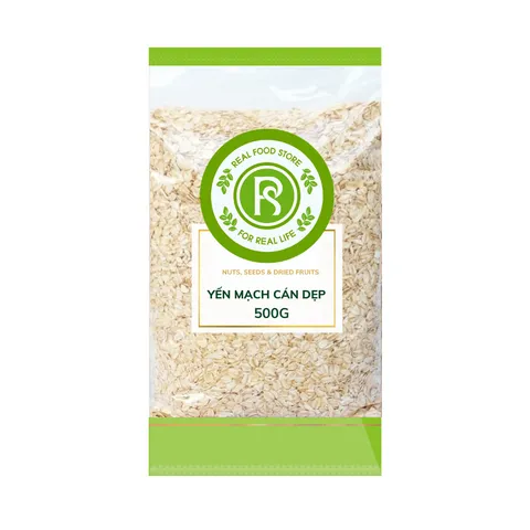 Yến Mạch Cán Dẹp Real Food 100% Tự Nhiên - Hạt dinh dưỡng cho Bé, Phụ Nữ Mang Thai, Người Cao Tuổi - Sử Dụng Nấu Ăn, Làm Granola, Dưỡng Da