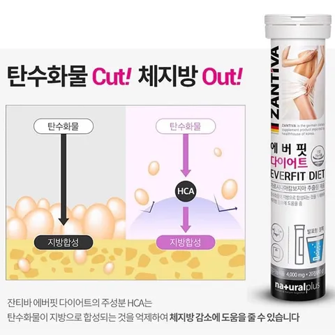 Viên Sủi Giảm Cân Zantiva Everfit Diet Cao Cấp Từ Đức - Hỗ Trợ Đốt Cháy Mỡ Thừa, Ngăn Hấp Thụ Tinh Bột, 20 Viên