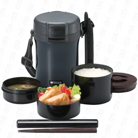 Cà men cơm giữ nhiệt Tiger 3 ngăn LWU-A171 1.22L - Hộp đựng thực phẩm hiện đại, giữ ấm lâu, chống bám bẩn, đi kèm dây đeo và đũa tiện lợi