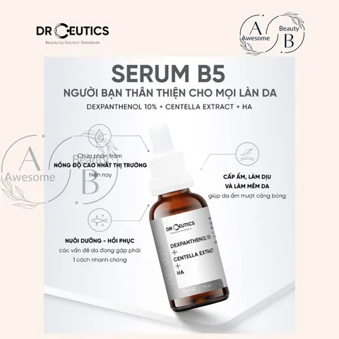 Serum Dưỡng Ẩm B5 Dr Ceutics 30ml - Phục Hồi và Làm Dịu Da, Giảm Đỏ, Tăng Cường Collagen và Elastin