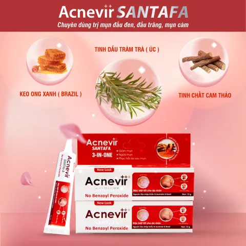 Kem trị mụn Acnevir đỏ - Giảm mụn đầu đen, đầu trắng - Chiết xuất tự nhiên, an toàn cho da nhờn - Tuýp 50gr