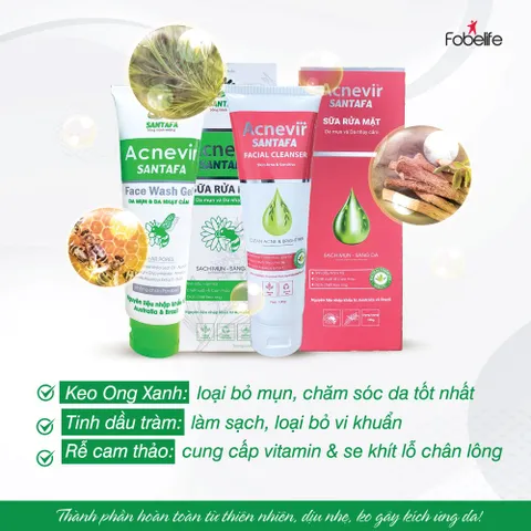 Sữa Rửa Mặt Acnevir Dành Cho Da Mụn & Da Nhạy Cảm - Chăm Sóc Da Thiên Nhiên Chống Mụn, Kiểm Soát Dầu Thừa
