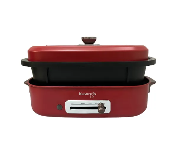 Lẩu điện đa năng 2 trong 1 Kuvings KMG-200B 4.0L - Nồi lẩu ceramic chống dính, nhiều chức năng nấu tiện lợi, màu đỏ