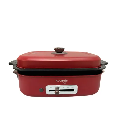 Lẩu điện đa năng 2 trong 1 Kuvings KMG-200B 4.0L - Nồi lẩu ceramic chống dính, nhiều chức năng nấu tiện lợi, màu đỏ