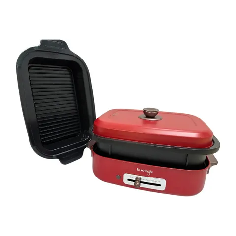 Lẩu điện đa năng 2 trong 1 Kuvings KMG-200B 4.0L - Nồi lẩu ceramic chống dính, nhiều chức năng nấu tiện lợi, màu đỏ
