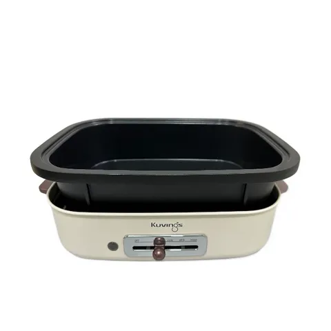 Nồi Lẩu Điện Đa Năng Kuvings KMG-200B 2 Trong 1 - Gốm Ceramic Chống Dính, 9 Chức Năng Nấu, Dung Tích 4.0L, Nắp Chống Trào Màu Trắng