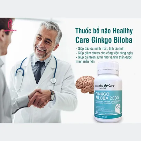 Viên uống bổ não Healthy Care Ginkgo Biloba 2000mg - Tăng cường trí nhớ và tập trung - Hộp 100 viên từ Úc