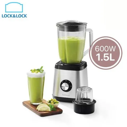 Máy Xay Sinh Tố Lock&Lock 2 Cối Thủy Tinh 600W, Dung Tích 1.5L - Xay Đá và Thực Phẩm Đơn Giản, Thiết Kế Sang Trọng EJM366
