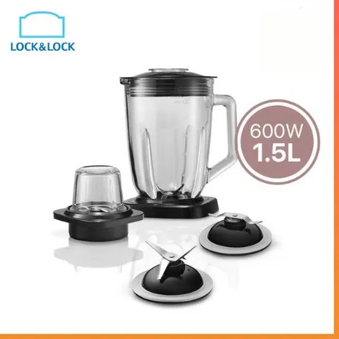 Máy Xay Sinh Tố Lock&Lock 2 Cối Thủy Tinh 600W, Dung Tích 1.5L - Xay Đá và Thực Phẩm Đơn Giản, Thiết Kế Sang Trọng EJM366
