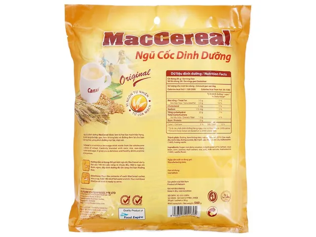 Ngũ Cốc Dinh Dưỡng MacCereal Bịch 560g - Thức Uống Dinh Dưỡng, Bổ Sung Canxi, Hỗ Trợ Giảm Cân, Thơm Ngon Tiện Lợi