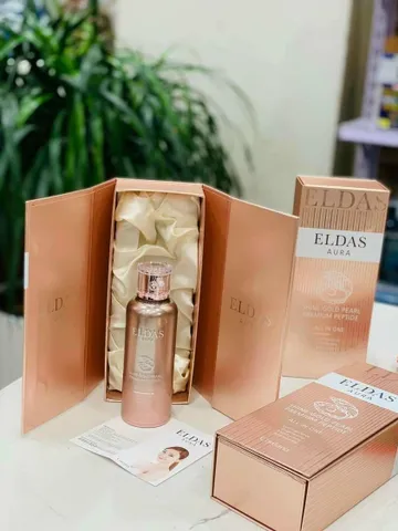 Serum Tế Bào Gốc Eldas Aura Shine Gold Pearl 100ml - Chăm Sóc Da Trẻ Hóa, Giảm Nếp Nhăn, Tăng Độ Sáng Mịn Da Hàn Quốc