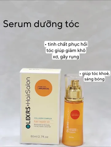 Tinh Dầu Dưỡng Tóc Olexrs Hair Salon Collagen 80ml - Phục Hồi Tóc Hư Tổn, Bóng Mượt, Chống Tia UV, Dầu Argan, Dưỡng Ẩm