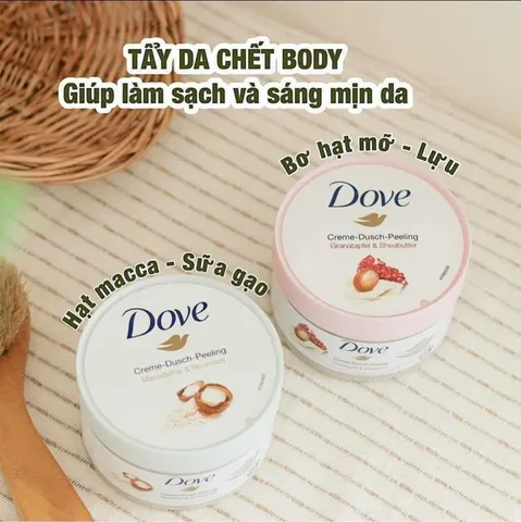 Tẩy Da Chết Dove Exfoliating Body Polish Macca 225g – Sản Phẩm Tẩy Tế Bào Chết Chăm Sóc Da, Dưỡng Ẩm Từ Đức