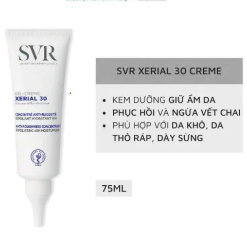 Kem Dưỡng Da SVR Xerial 30 Gel Creme 75ml - Dưỡng Ẩm và Làm Dịu Da Khô, Hỗ Trợ Giảm Tình Trạng Lông Mọc Ngược, Xuất Xứ Pháp