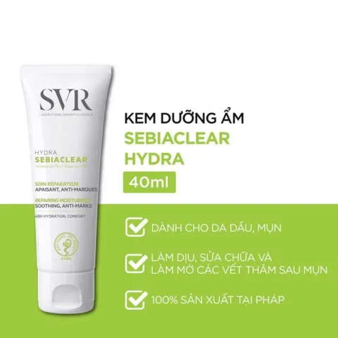 Kem Dưỡng Ẩm SVR Sebiaclear Hydra 40mL - Giảm Mụn, Làm Dịu Da, Mờ Thâm, Phù Hợp Mọi Loại Da, Kem Chăm Sóc Da Nhạy Cảm