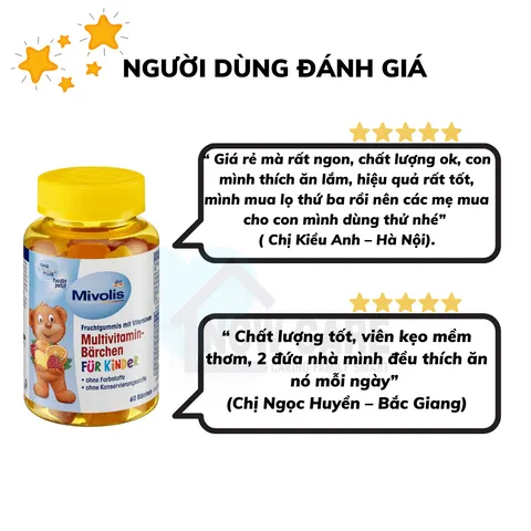 Kẹo Gấu Mivolis Multivitamin - Kẹo Dinh Dưỡng Giúp Trẻ Ăn Ngon, Tăng Cường Đề Kháng, Hương Vị Thơm Ngon, Mềm Dẻo, Sản Phẩm Đức