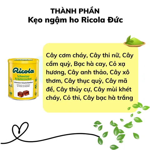 Kẹo Ngậm Ho Ricola Đức 250g - Hỗ Trợ Giảm Ho, Dịu Họng, Từ 13 Loại Thảo Mộc Tự Nhiên, Không Đường, Thích Hợp Cho Người Ăn Kiêng
