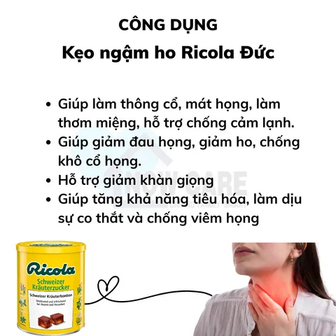 Kẹo Ngậm Ho Ricola Đức 250g - Hỗ Trợ Giảm Ho, Dịu Họng, Từ 13 Loại Thảo Mộc Tự Nhiên, Không Đường, Thích Hợp Cho Người Ăn Kiêng