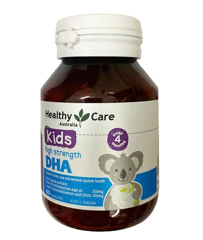 Viên bổ sung DHA cho bé Healthy Care 60 viên - Hỗ trợ phát triển não bộ và thị giác, dễ uống vị chanh tự nhiên