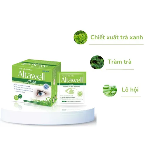 Gạc Vệ Sinh Mắt Altawell Eyelid Wipes - Hộp 20 Gói, Làm Sạch và Giảm Kích Ứng Mắt Hiệu Quả, Tiện Lợi Cho Người Dùng