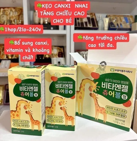 Kẹo Canxi Hươu Cao Cổ Hàn Quốc - Vitamin Tổng Hợp Giúp Trẻ Phát Triển Chiều Cao Tốt Nhất Dành Cho Bé Từ 3 Tuổi Trở Lên