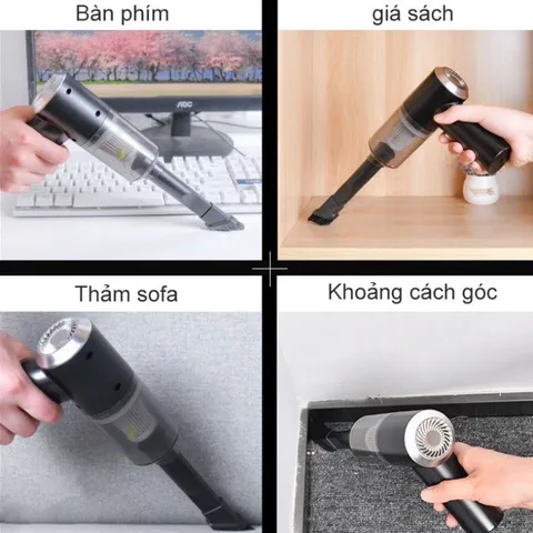 Máy Hút Bụi Cầm Tay Mini Không Dây - Lực Hút Mạnh 9000 Pa, Đèn LED Chiếu Sáng, Đa Năng Vệ Sinh Ô Tô, Máy Tính, Gia Đình