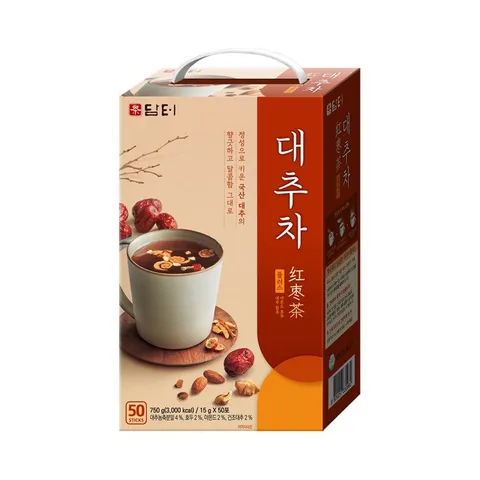 Trà Táo Đỏ Damtuh Hàn Quốc Hộp 50 Gói x 15g - Nước Uống Dinh Dưỡng Giúp An Thần và Làm Đẹp Da tại Nhà