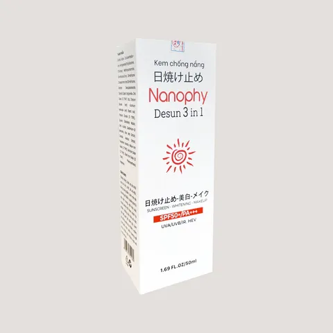 Kem Chống Nắng Nanophy Desun SPF 50+ 3 in 1 - Dành Cho Da Mụn, Da Dầu, Bảo Vệ Tia UV & IR, Dưỡng Da, Trang Điểm Tự Nhiên