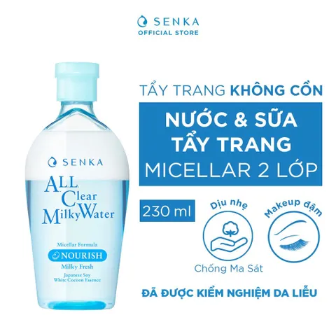Nước Tẩy Trang 2 Lớp Senka A.L.L. Clear Milky Water 230ml - Dưỡng Da, Làm Sạch Sâu, Phù Hợp Với Mọi Loại Da