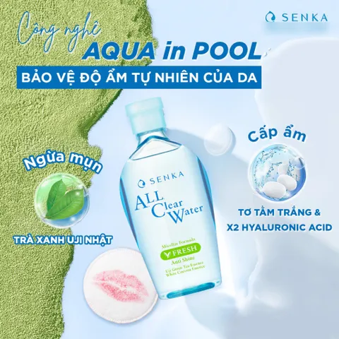 Nước Tẩy Trang Micellar Senka A.L.L Clear Water 230ml - Làm Sạch Sâu, Giữ Ẩm, Phù Hợp Mọi Loại Da, Xuất Xứ Nhật Bản