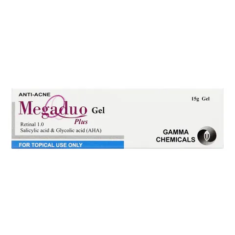 Kem Trị Mụn Ẩn Thâm Gamma Megaduo Plus 15g - Gel Chứa Retinal, BHA, AHA, Ngừa Mụn, Dưỡng Trắng Da, Thích Hợp Mọi Loại Da