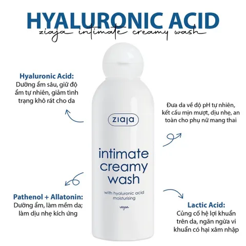 Dung Dịch Vệ Sinh Phụ Nữ Intimate ZIAJA 200ml - Chứa Acid Hyaluronic, Dưỡng Ẩm, Làm Sạch, Cân Bằng pH, Phù Hợp Cho Mẹ Bầu